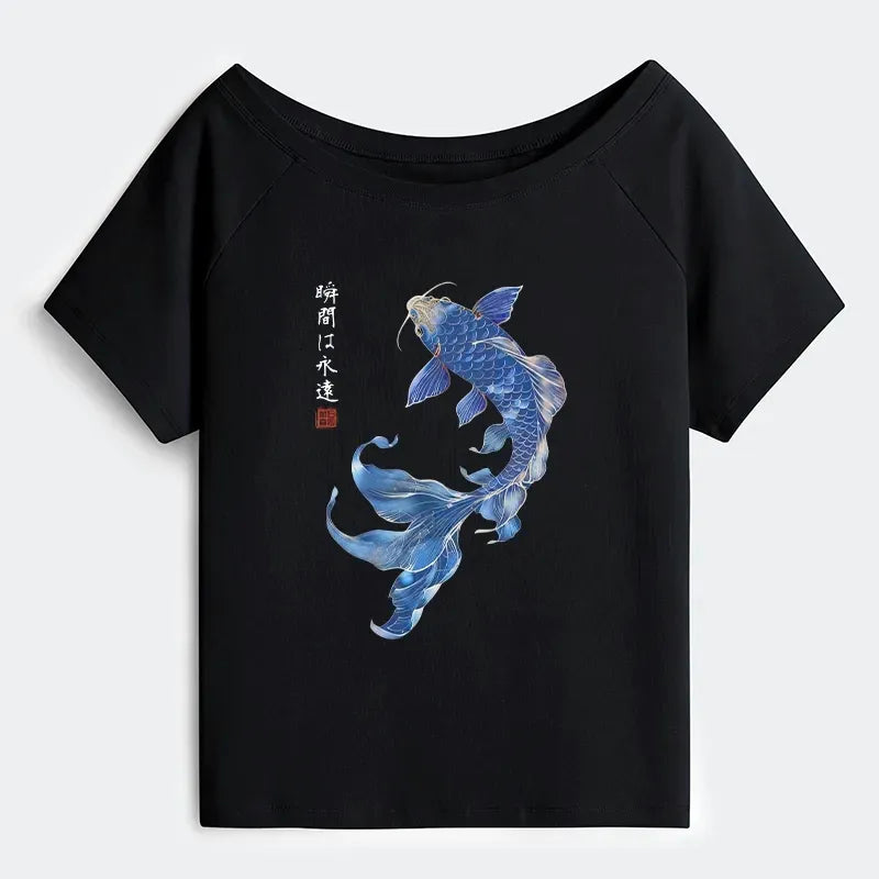 Trendy Japanese Streetwear Off Shoulder Top