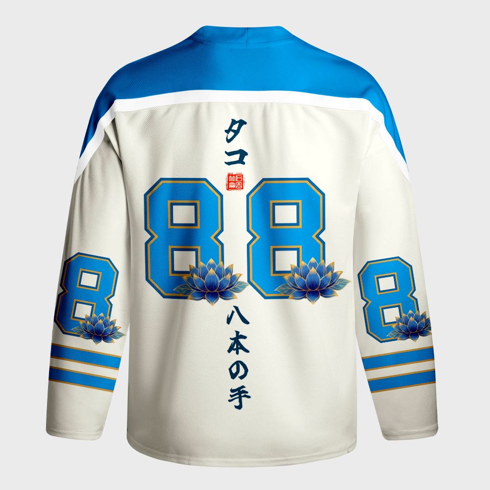 Kyoto-Lion Mystic Octopus Waves Long-Sleeve Hockey Jersey