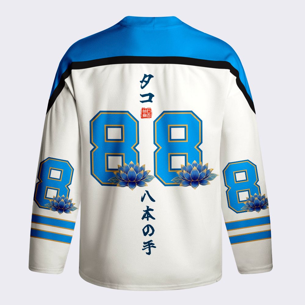 Kyoto-Lion Mystic Octopus Waves Long-Sleeve Hockey Jersey