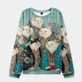 Japanese ukiyo-e cat Christmas sweatshirt