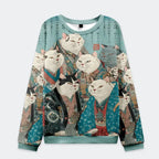 Japanese ukiyo-e cat Christmas sweatshirt