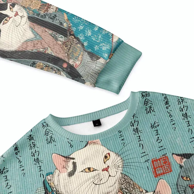 Ukiyo-e cat noble sweatshirt for anime convention