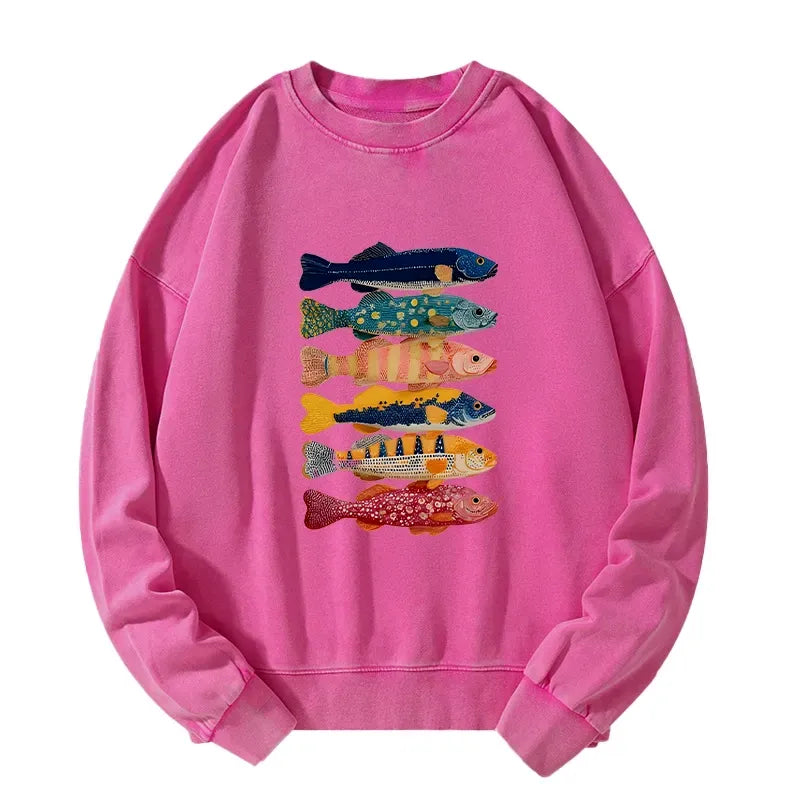 Colorful Fish Art Sweatshirt On Sale