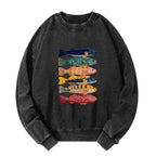 Kyoto-Lion Colorful Fish Art Collection Washed Sweatshirt