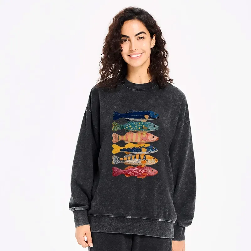 Japanese Fish Print Sweatshirt Best Seller