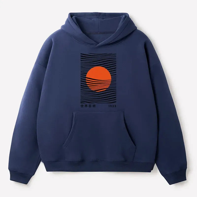 Kyoto-Lion Minimalist Art Sun Adult Fleece Hoodie