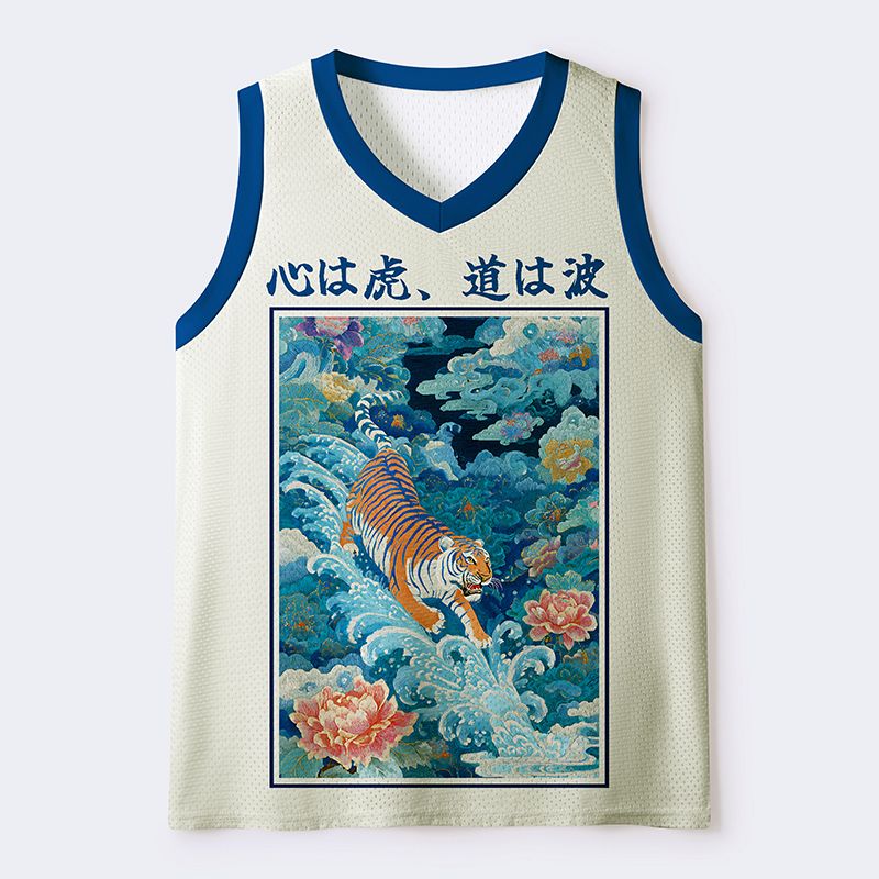 Kyoto-Lion Beneath Auspicious Clouds Mesh Tank Top