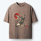 Kyoto-Lion Traditional Koi Fish Art Print Washed T-Shirt