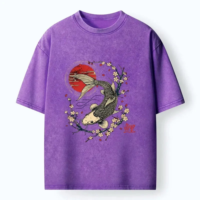 washed koi fish art print tee