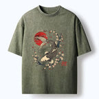 washed koi fish art print tee