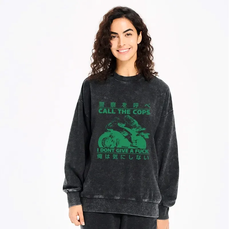 Kyoto-Lion Funny Frog Riding A Motorcycle Washed Sweatshirt