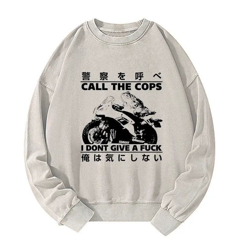 Kyoto-Lion Funny Frog Riding A Motorcycle Washed Sweatshirt
