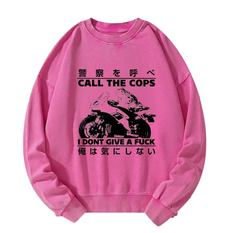 Kyoto-Lion Funny Frog Riding A Motorcycle Washed Sweatshirt
