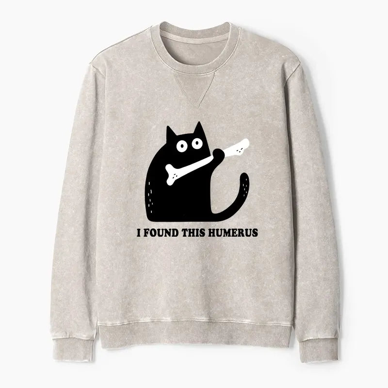 Kyoto-Lion Cat Found This Humerus Washed Terry Sweatshirt
