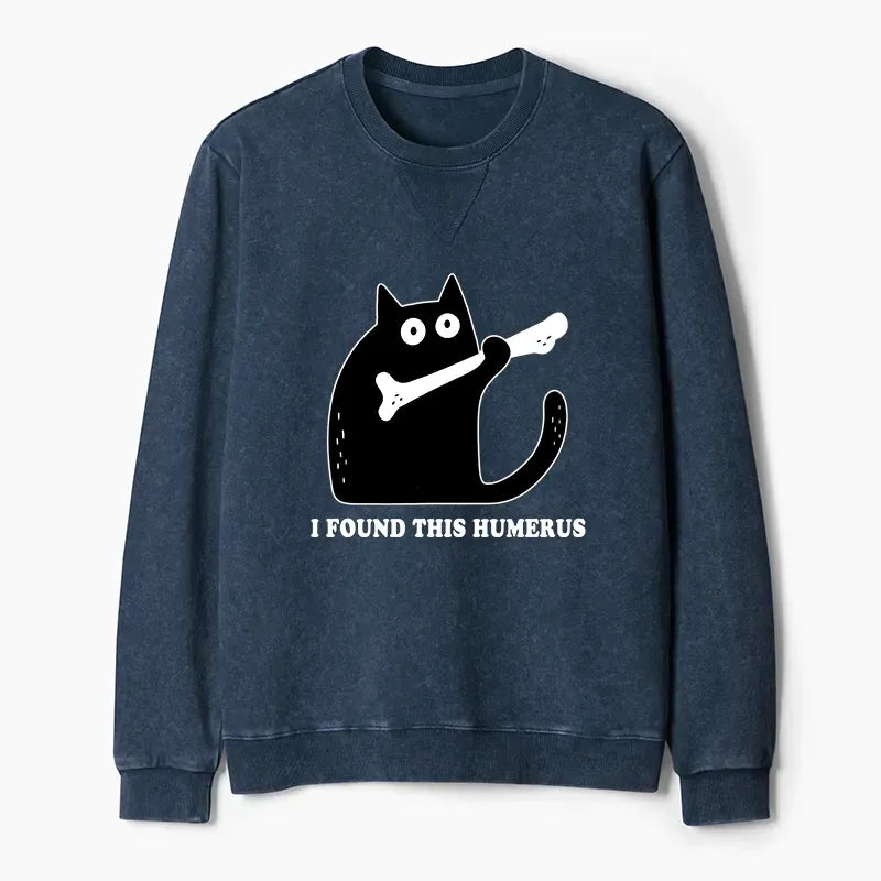 Kyoto-Lion Cat Found This Humerus Washed Terry Sweatshirt