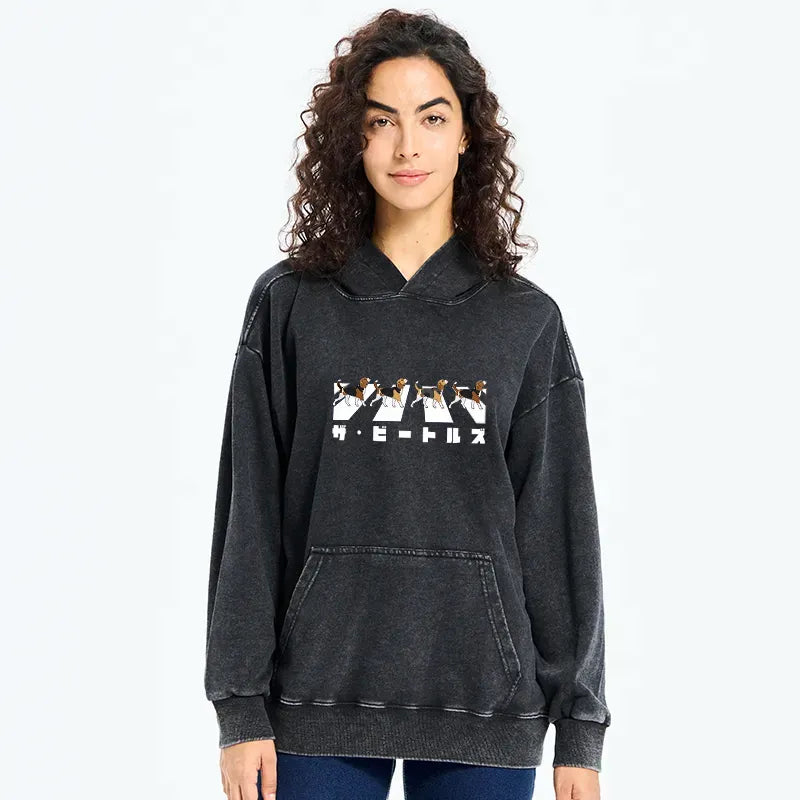 Kyoto-Lion Walking Beagles Washed Hoodie