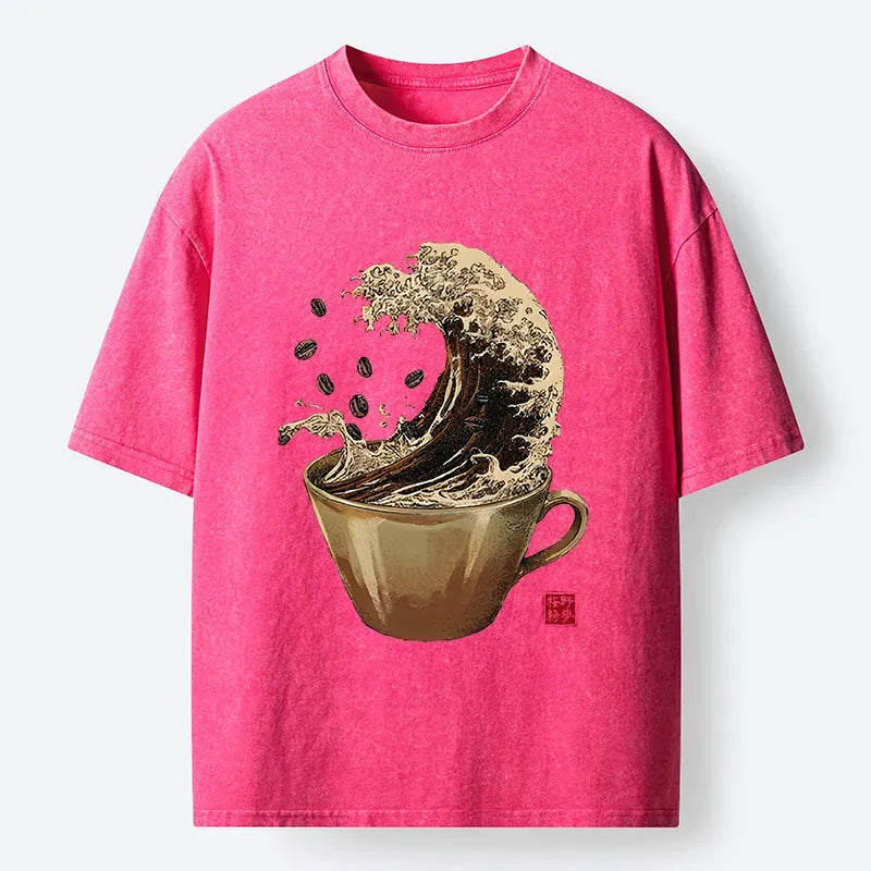 Kyoto-Lion Delicious Coffee Wave Washed T-Shirt