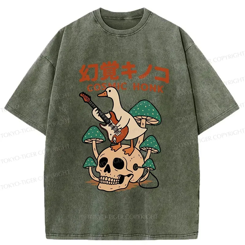 Kyoto-Lion Hallucinogenic Mushrooms Cosmic Honk Washed T-Shirt
