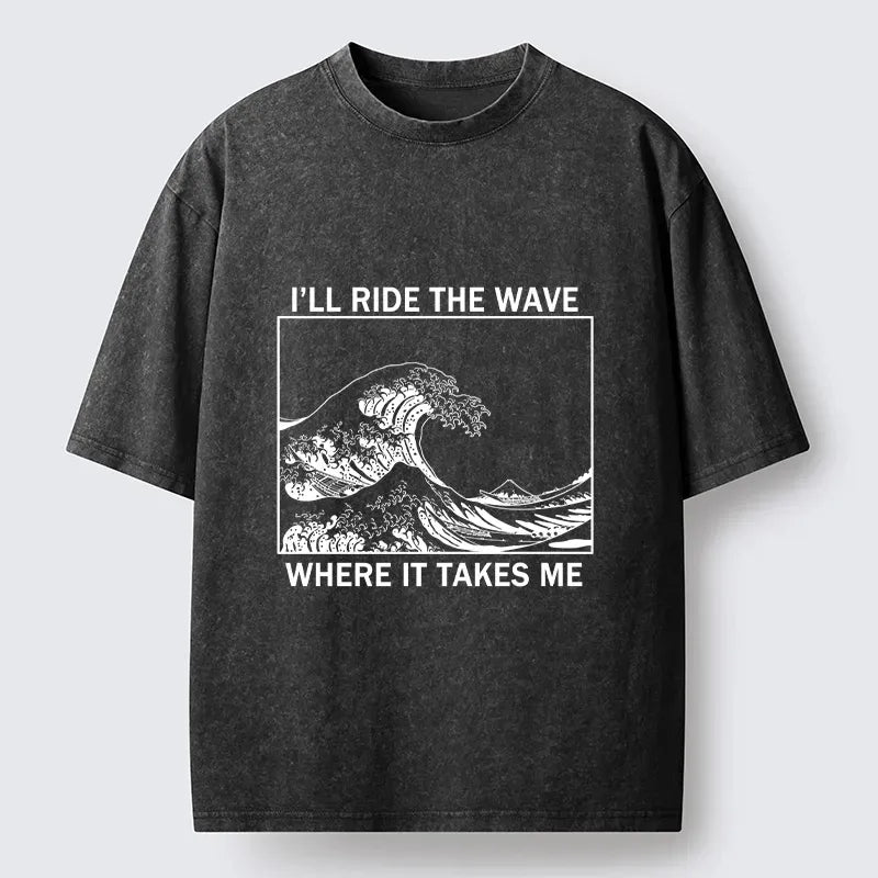 Black and White Ukiyo-e T-Shirt for Streetwear