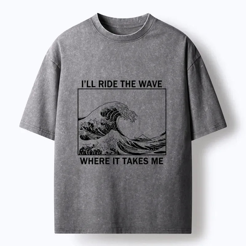 Black and White Ukiyo-e T-Shirt for Streetwear