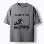 Black and White Ukiyo-e T-Shirt for Streetwear