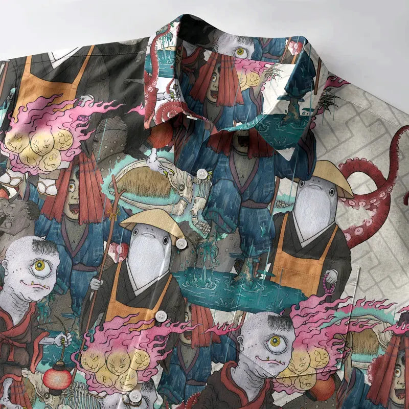 Vintage Ukiyo-e Shirt for Casual Wear