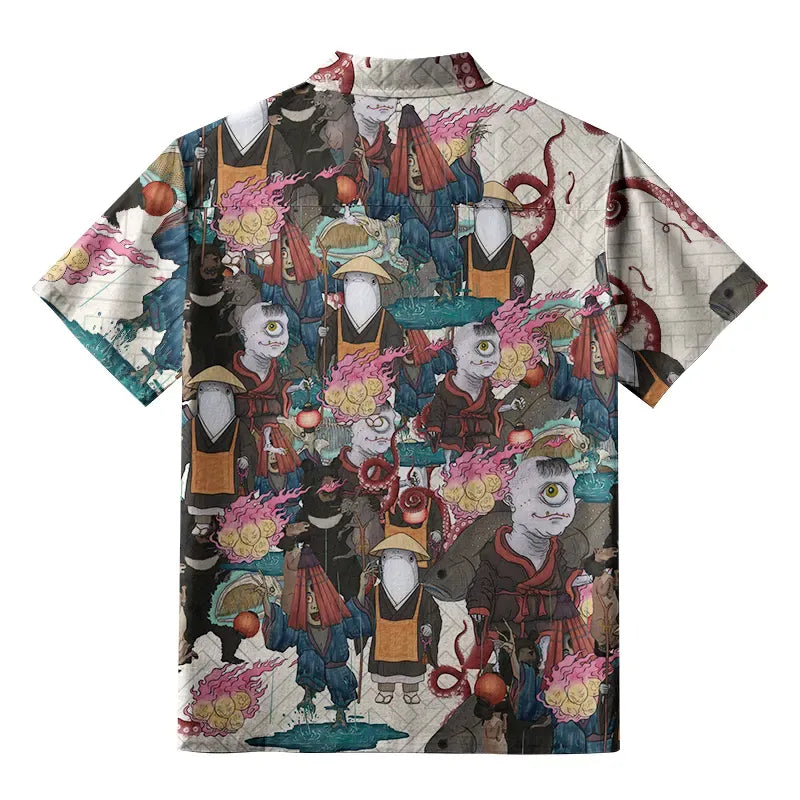 Vintage Ukiyo-e Shirt for Casual Wear