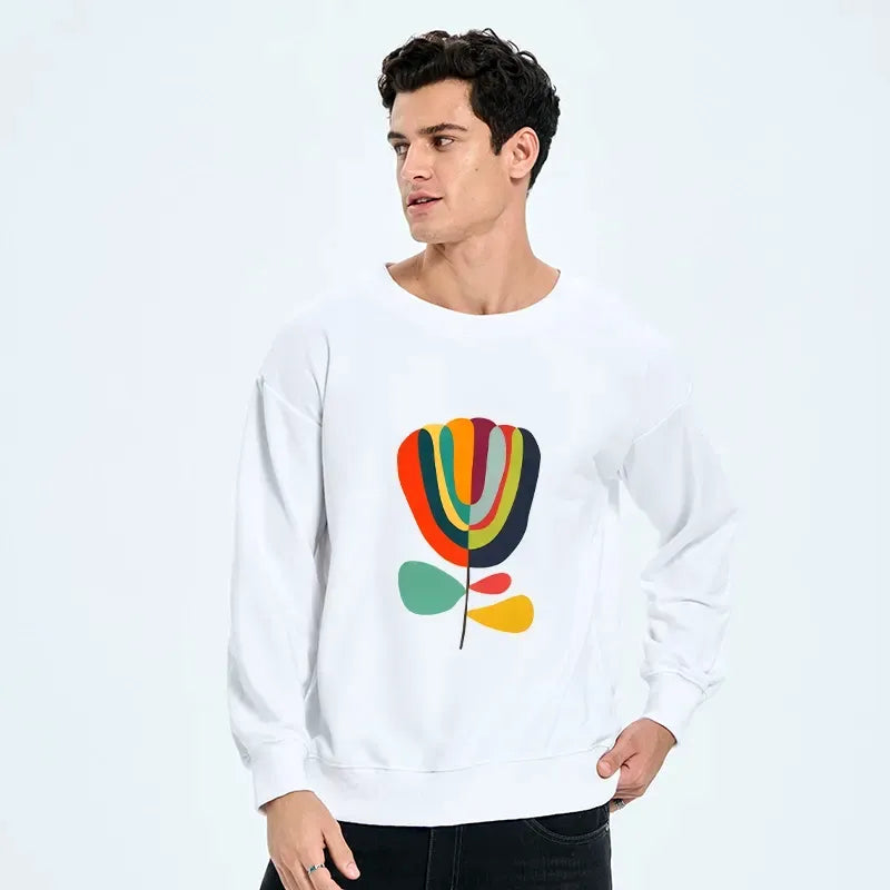 Colorful Flower Print Sweatshirt for Daily Wear