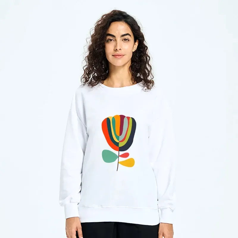 Colorful Flower Print Sweatshirt for Daily Wear
