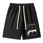 Kyoto-Lion Black Cat Biting Unisex Shorts