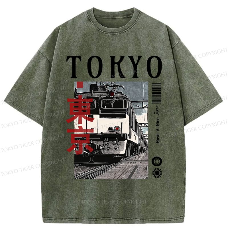 Kyoto-Lion Tokyo Retro Train Washed T-Shirt