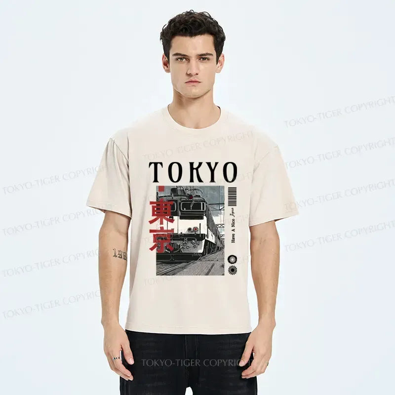 Kyoto-Lion Tokyo Retro Train Washed T-Shirt