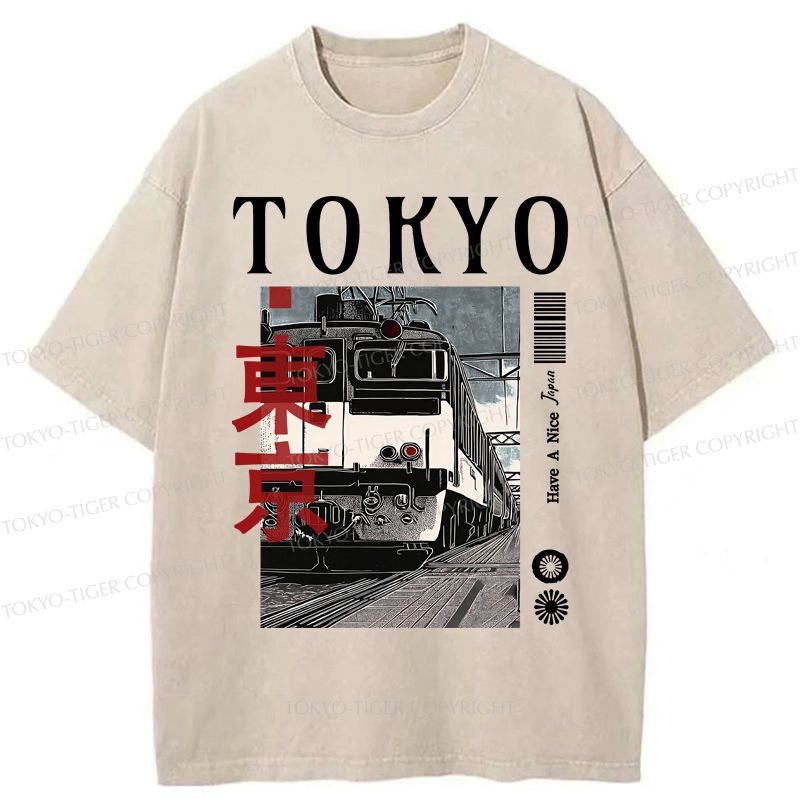 Kyoto-Lion Tokyo Retro Train Washed T-Shirt