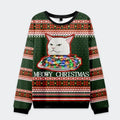 funny cat eating tinsel sweatshirt gift idea