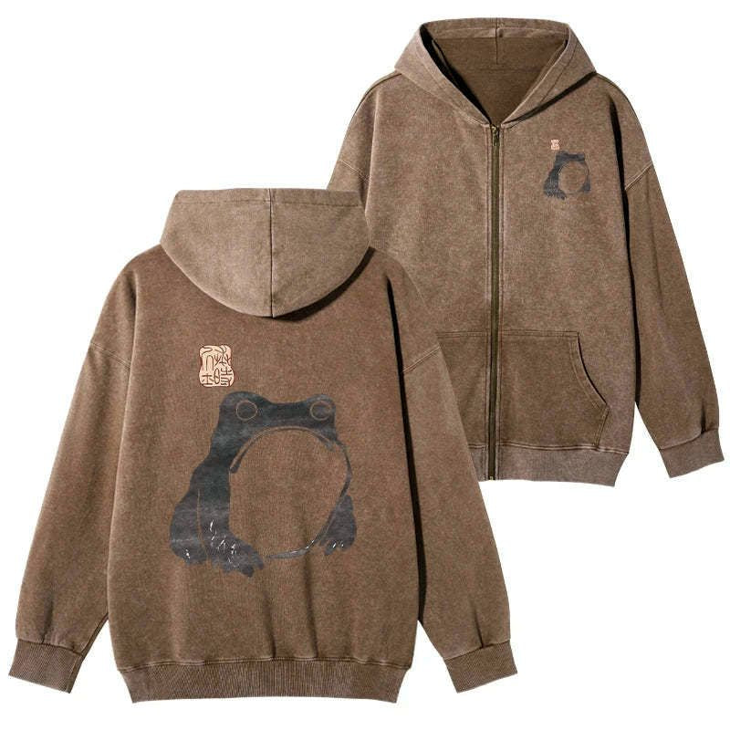 Vintage Japanese Zip Hoodie for Streetwear