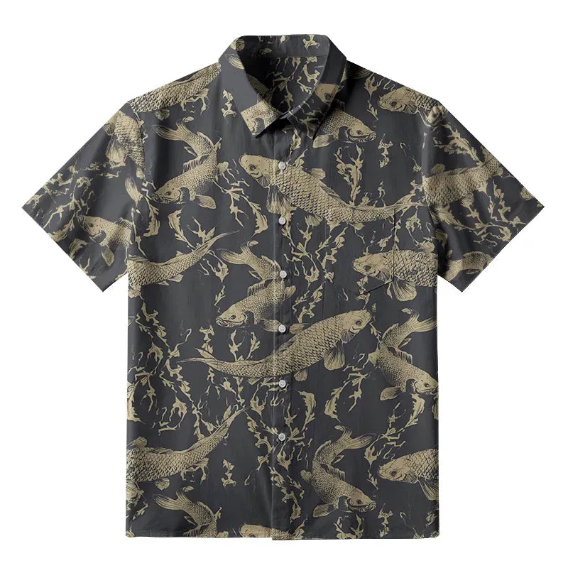 Kyoto-Lion Vintage Japanese Koi Button-up Shirt