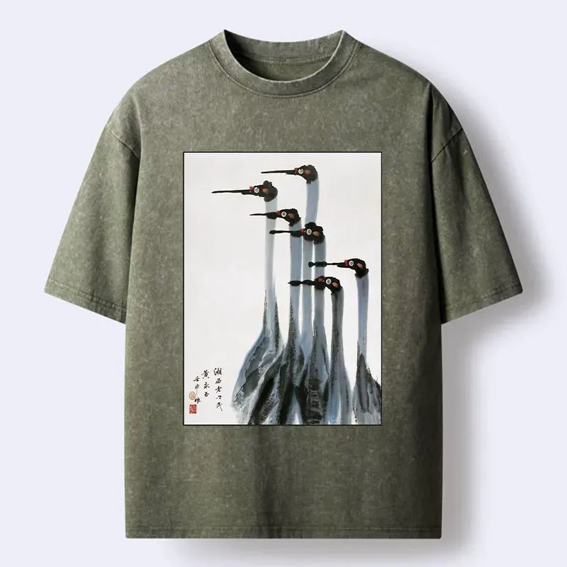 Kyoto crane art tee gift idea for him