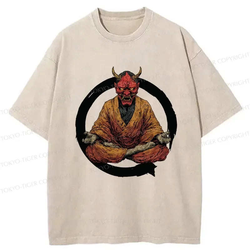 Kyoto-Lion Zen Japanese Yokai Washed T-Shirt