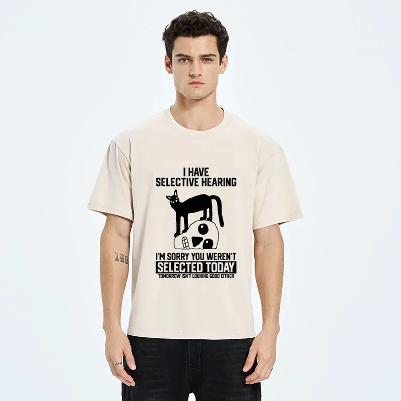 Selective Hearing Cat Meme Unisex Tee