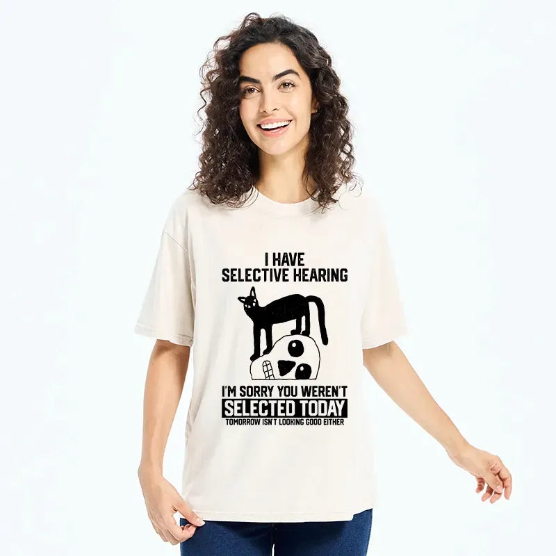 Selective Hearing Cat Meme Unisex Tee