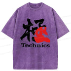 Japanese Kanji Washed T-Shirt for Streetwear