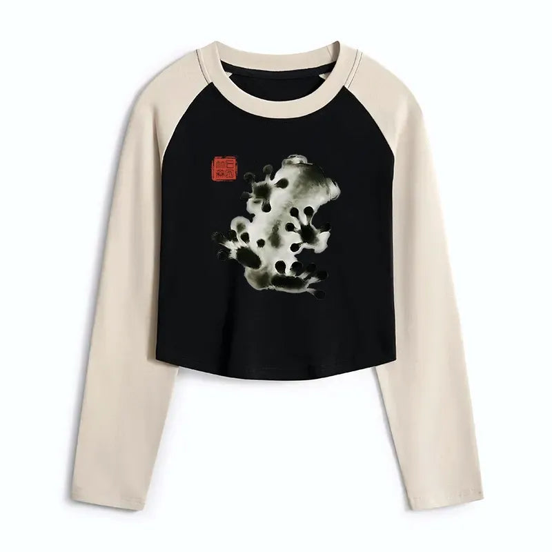 Ink Painting Frog Raglan Tee With Free Shipping