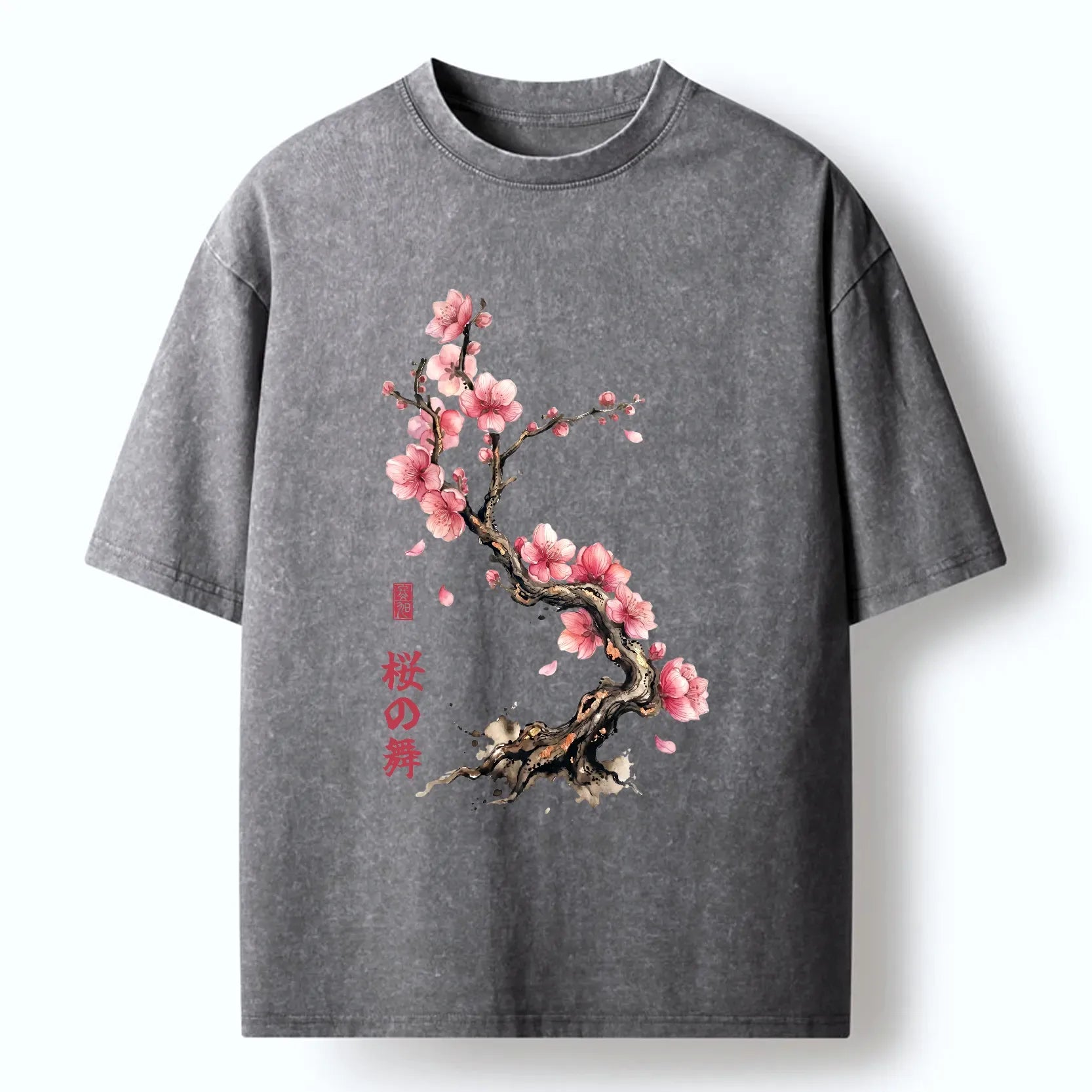 Kyoto-Lion Sakura Petal Dance Washed T-Shirt