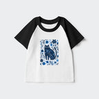 Kyoto-Lion A Cat Among Flowers Kids Raglan T-shirt