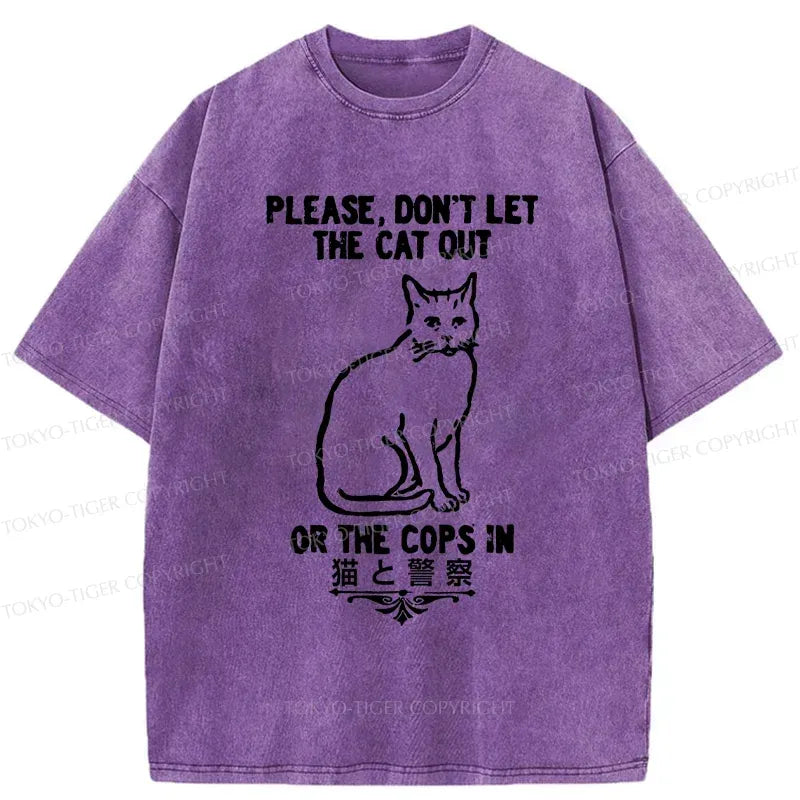 Kyoto-Lion Cats And The Police Washed T-Shirt