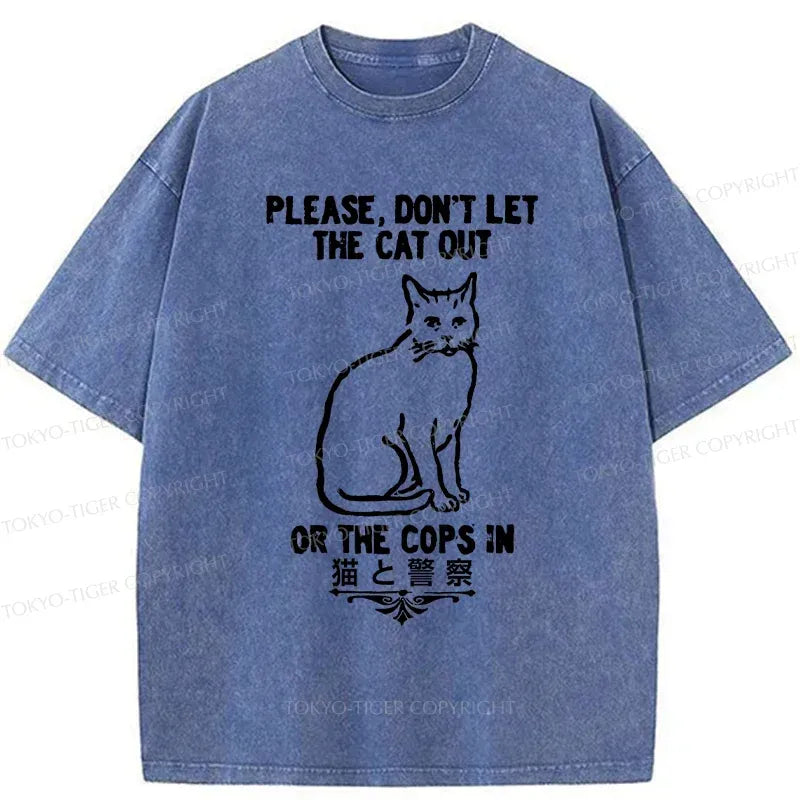 Kyoto-Lion Cats And The Police Washed T-Shirt