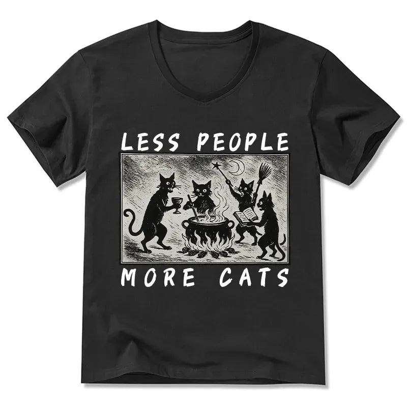 Kyoto-Lion Cat Sacrifice V-Neck T-Shirt for Daily Wear