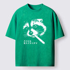 Kyoto-Lion Somking Raccoon Washed T-Shirt