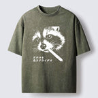 Kyoto-Lion Raccoon Washed Tee for Summer Vacation