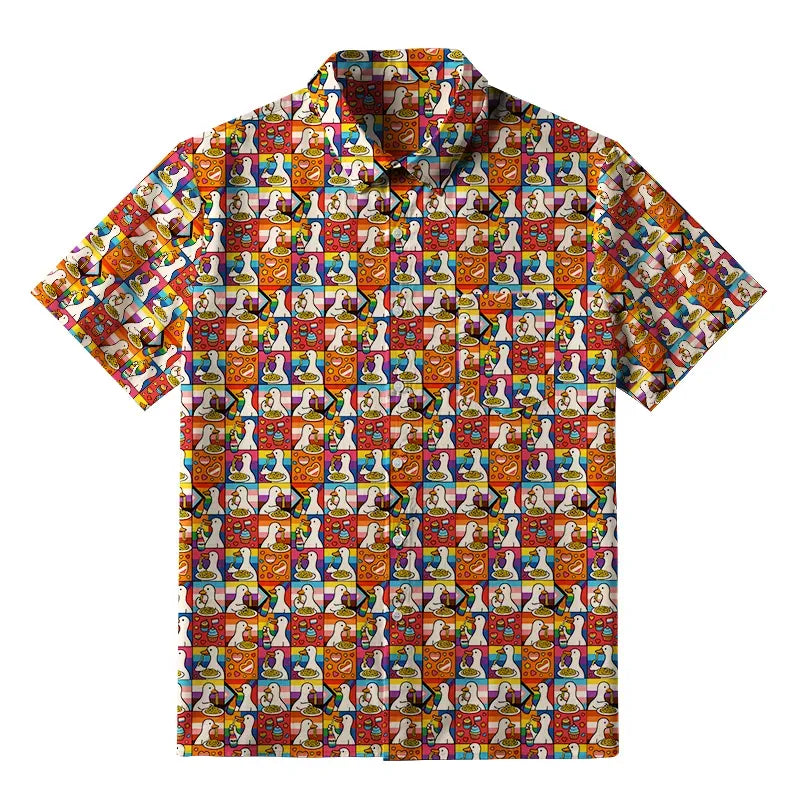 Kyoto-Lion More Spaghetti Less Upsetti Rainbow Spaghetti Feast Button-up Shirt